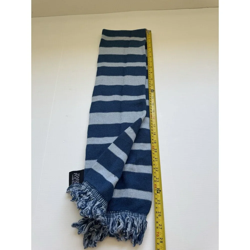 Harry Potter and the Cursed Child Blue Striped Knit Scarf Acrylic Fringe